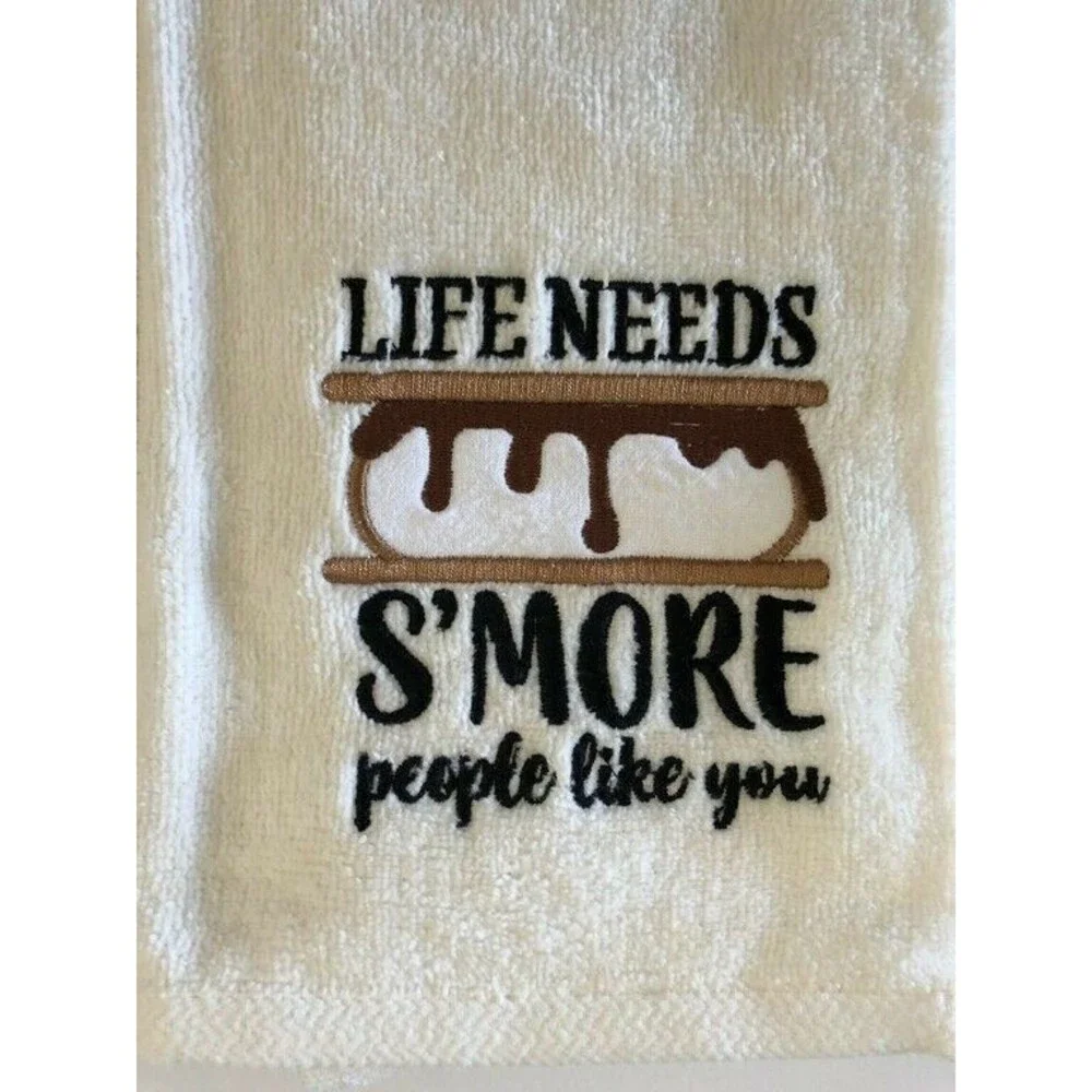Embroidered Hand Towels Bathroom Life Needs Smore People Like You Set of 2